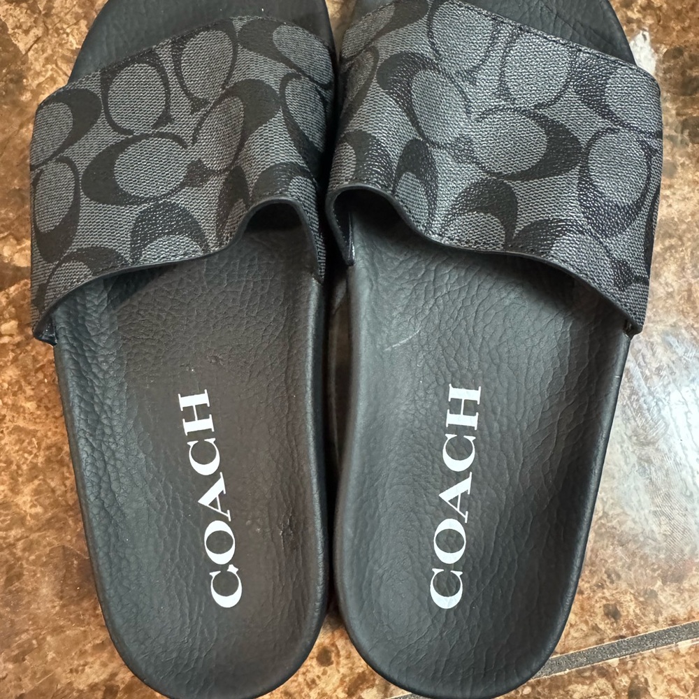 Coach Signature Black Slide Sandals